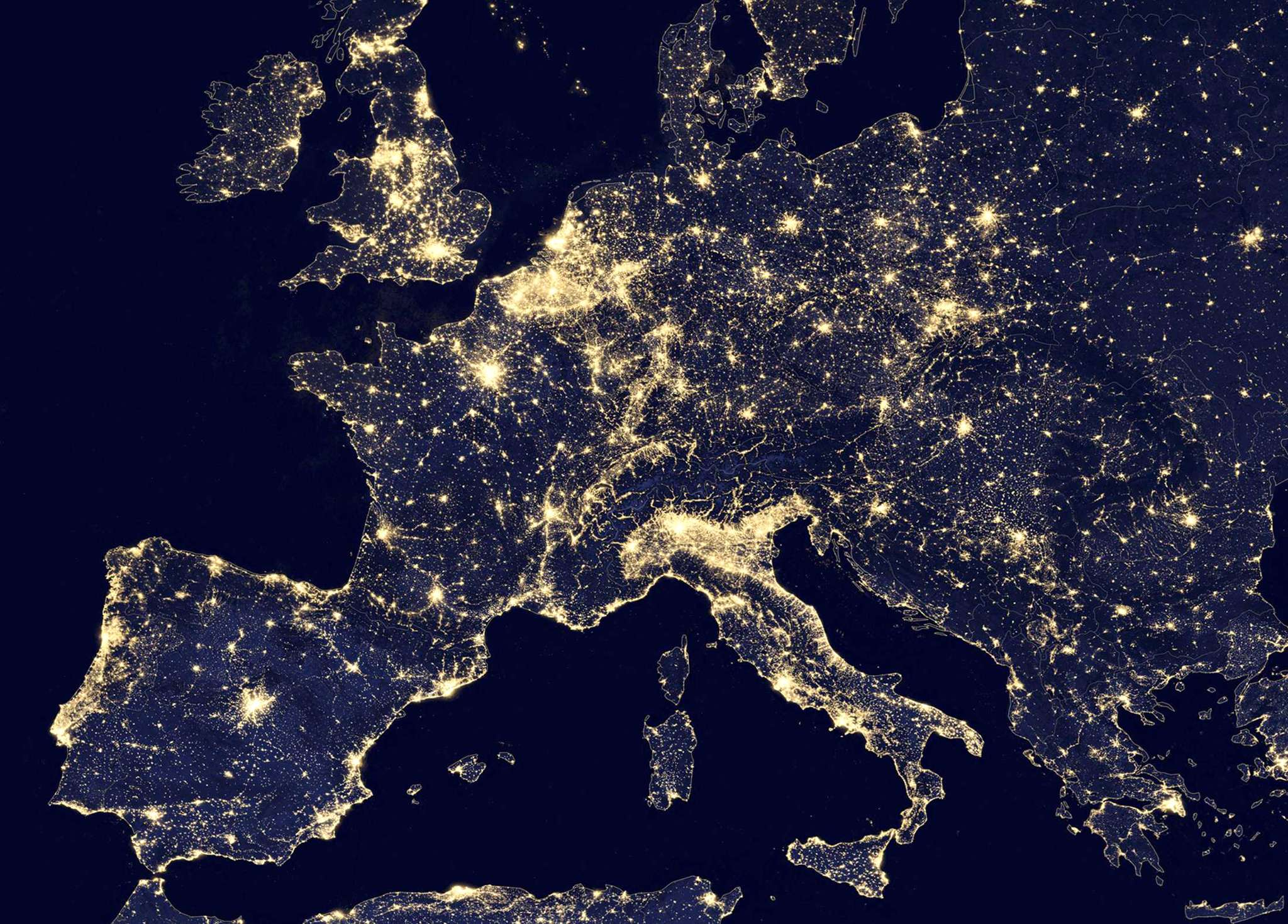 A Nighttime View Of Europe Using The Visible Infrared Imaging Radiometer Suite In Seen In A Nasa Handout